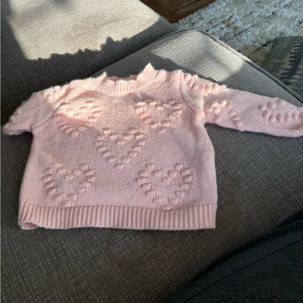 Baby Girl Knit Sweaters Crewneck Heart Sweatshirt